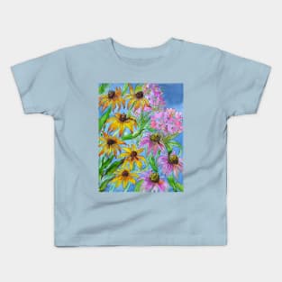 Rudbeckia and Flox Flowers Watercolor Painting Kids T-Shirt